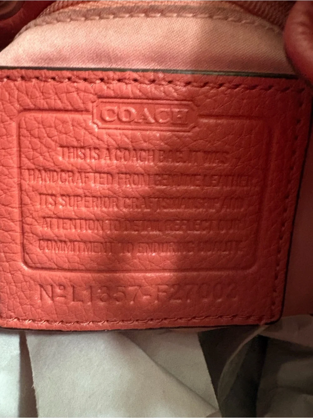 Coach Coral Pink Pebbled Leather Drawstring Hobo
